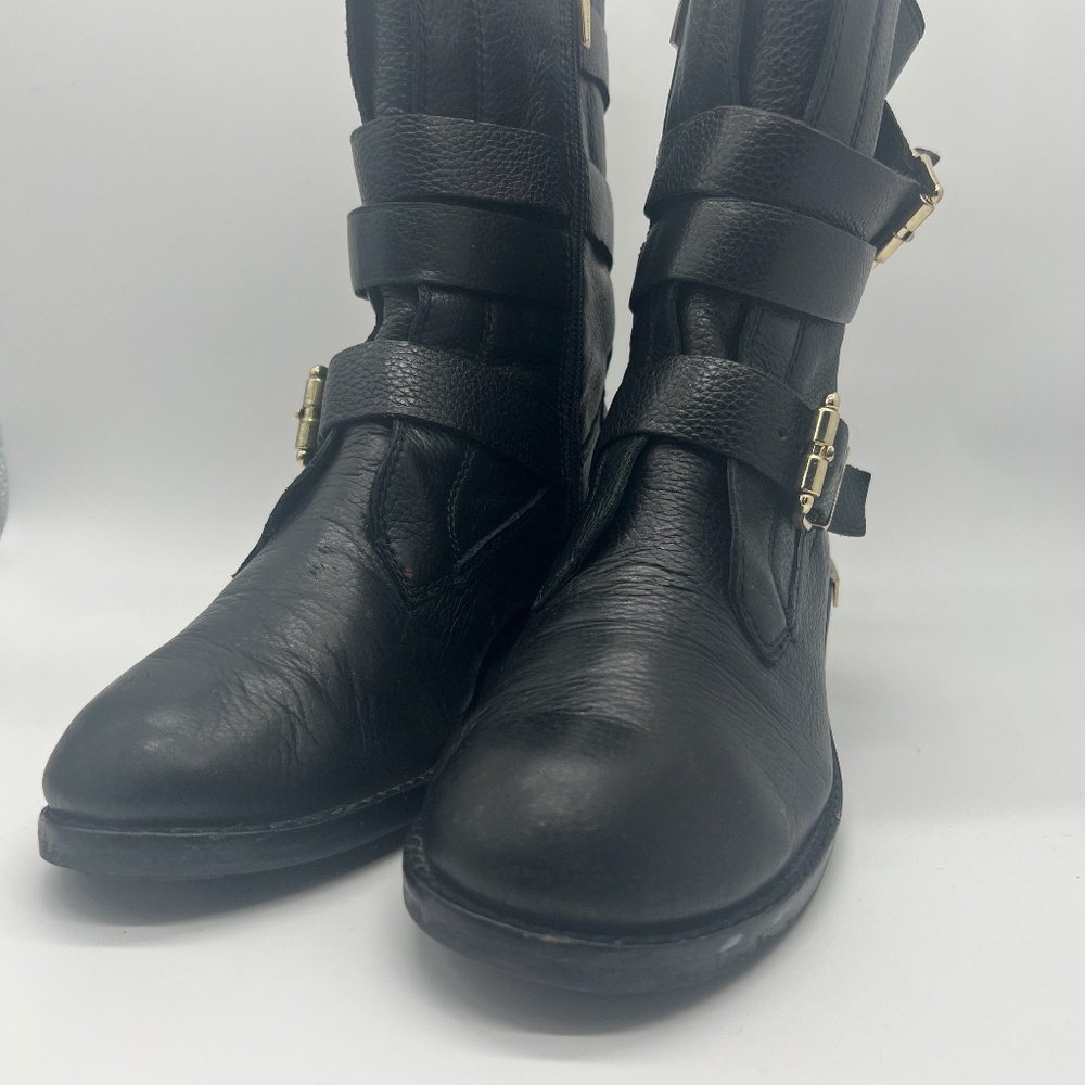 VINCE CAMUTO LEATHER BIKER BOOTS - Picture 6 of 8
